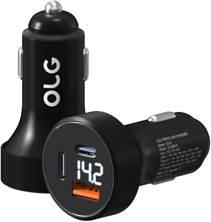 OLG 100W Car Charger – 3 Port Cargador para Carro – Cigarette Lighter USB Fast - Image 9