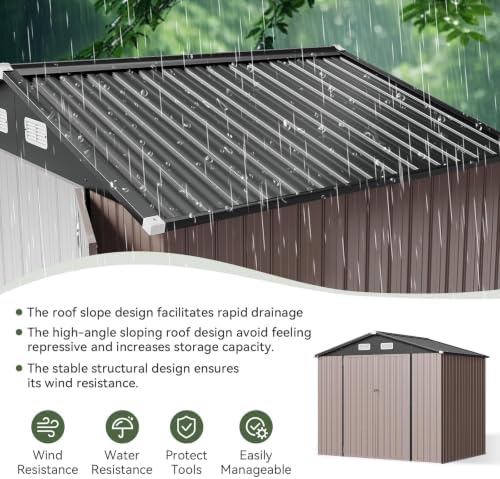 aoxun 8x6 ft shed outdoor storage shed with showing dimensions
