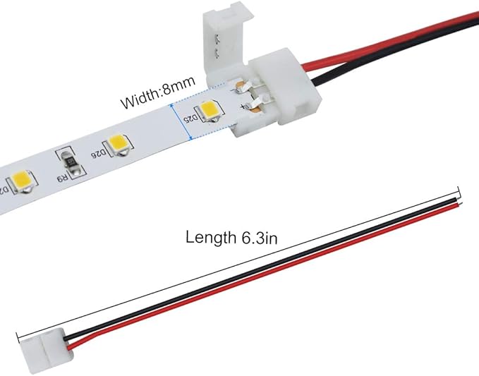 LightingWill 10pcs Pack Strip Wire Solderless Snap Down 2Pin Conductor LED - Image 4