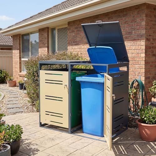 goplus 44 cu.ft outdoor trash can storage, garbage on a desk or shelf