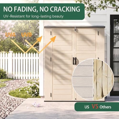 storage shed weather resistant resin outdoor, side view