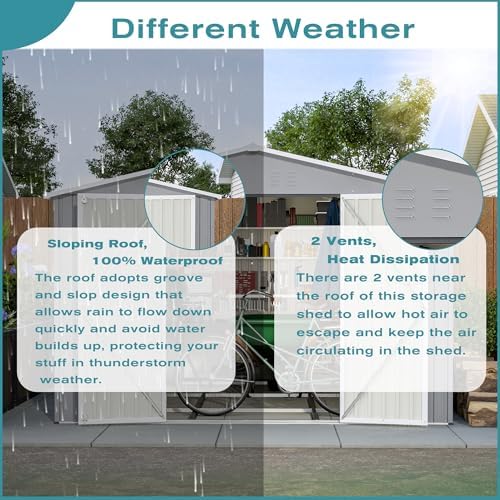 yopto 10x12 ft outdoor storage shed with floor on a desk or shelf
