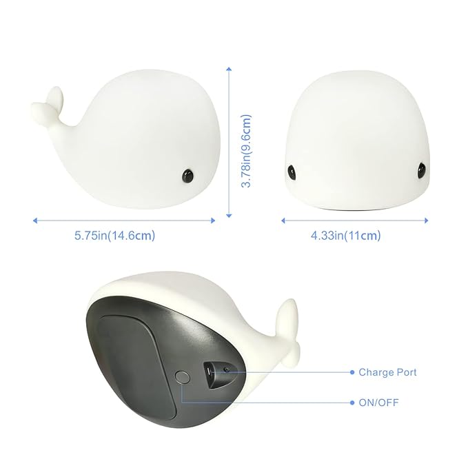 LEDHOLYT Night Light for Kids, Cute Silicone Nursery Dolphin Lamp for Baby and - Image 7