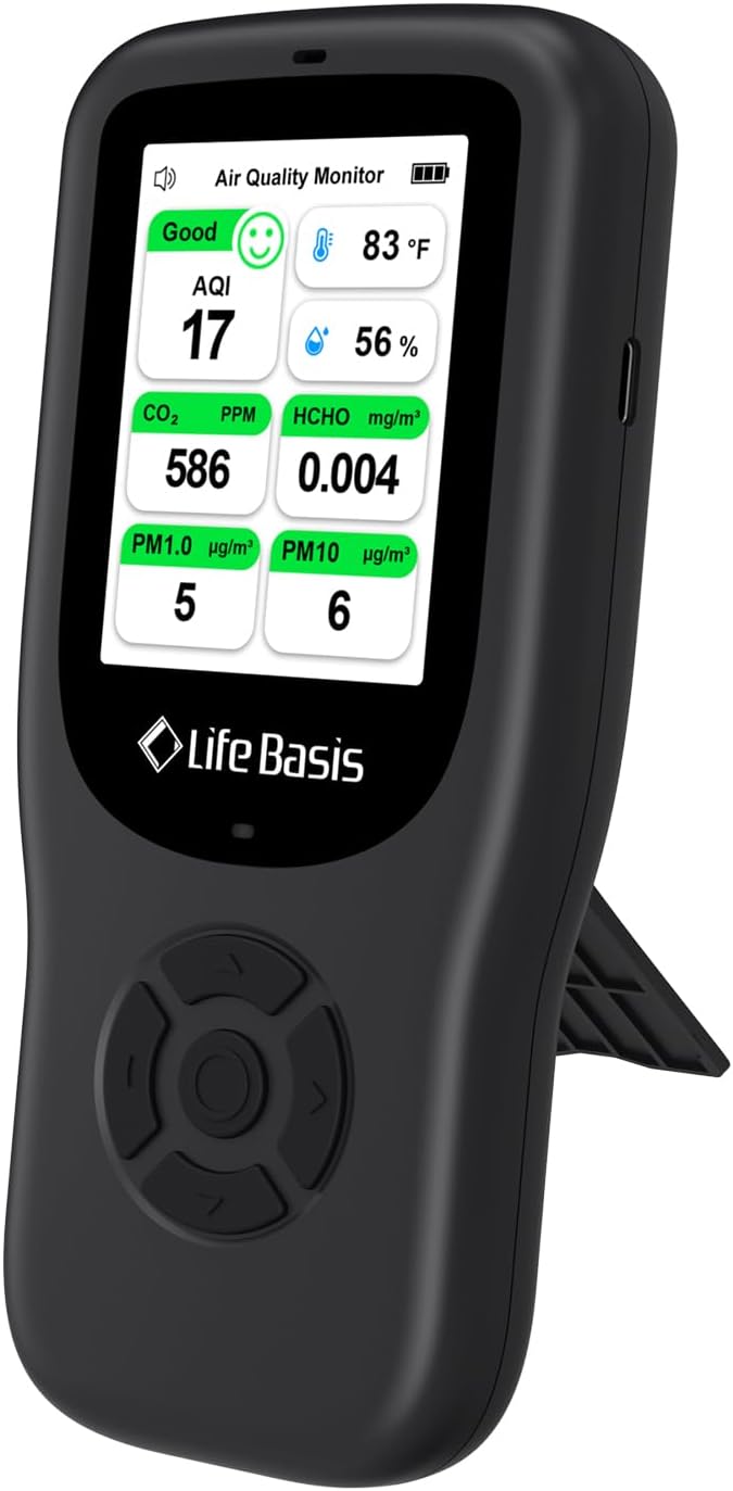 LifeBasis Air Quality Monitor Indoor, 11-in-1 Air Quality Detector by LifeBasis