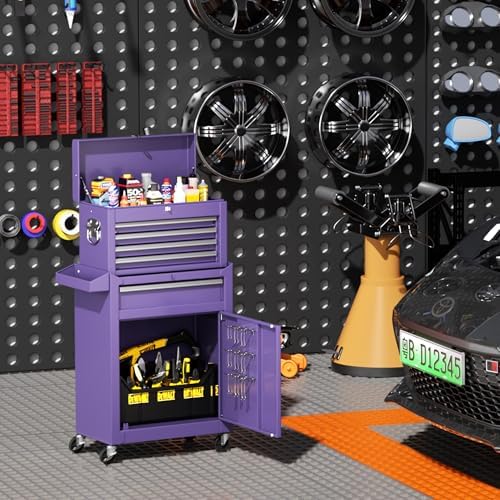 5-drawer rolling tool chest - heavy-duty steel tool, close-up detail