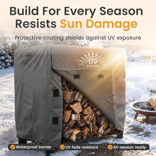 4 log rack cover 4ft, 4 feet, grey showing dimensions