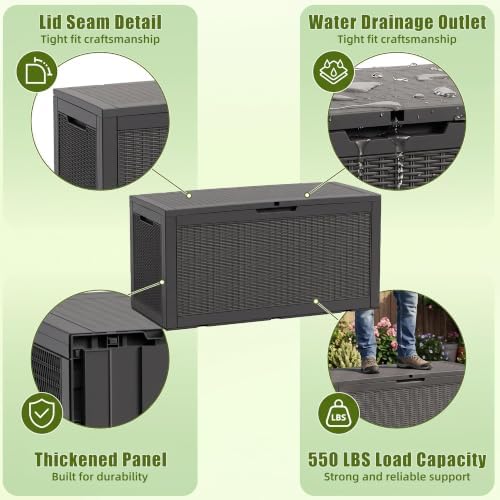 vixzen versatile resin deck box, all weather lockable, package contents