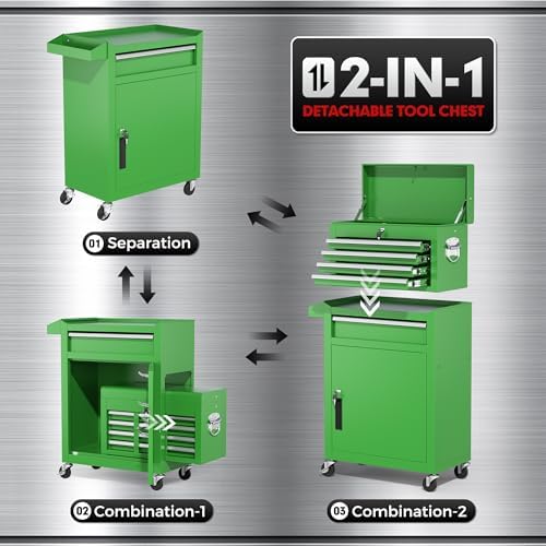intergreat rolling tool chest, 5-drawer tool box organizer showing dimensions