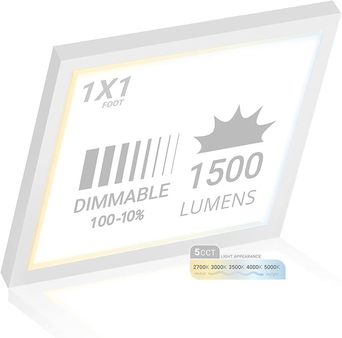 NUWATT 1x1 FT LED Square Surface Mount Panel, 5CCT by NUWATTLighting