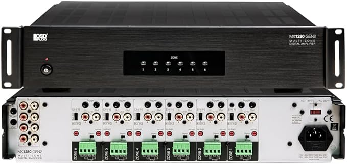 OSD Audio MX1280 GEN2 6 Zone Amplifier 12Ch x 80W, Class D, Front Panel On/Off by OutdoorSpeakerDepot