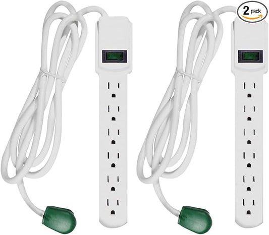 GoGreen Power Inc. 6 Outlet Surge Protector, 6FT Cord, 2 Pack by Unknown