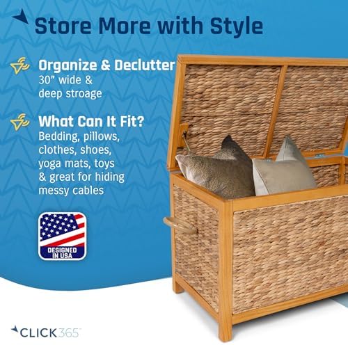 click365 wilson wicker storage trunk with lid, 30, close-up detail