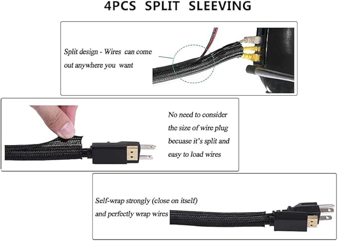 QCSIW 50ft – 1" Split Wire Loom Tubing Cable Sleeve – Braided Cord Protector - Image 9