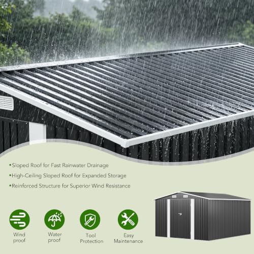 mxv 12 x 10ft outdoor storage shed, metal, side view