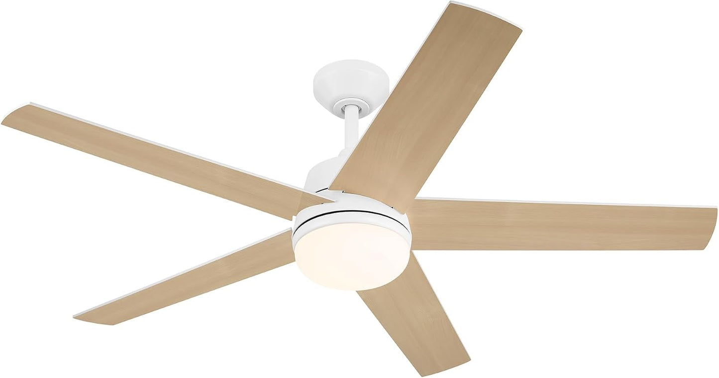 DESIGNERS FOUNTAIN Astrea Smart Ceiling Fan with Lights, 52 Inch LED Light Indoor Outdoor 5-Blade Fan, Remote Control, RGB, Matte White, FS-ATR52RGB-MW