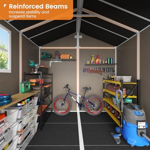 udpatio resin storage shed 8 x 6 ft, package contents