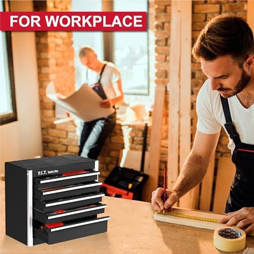 p.i.t. mini tool box,small metal toolbox organizer with, close-up detail