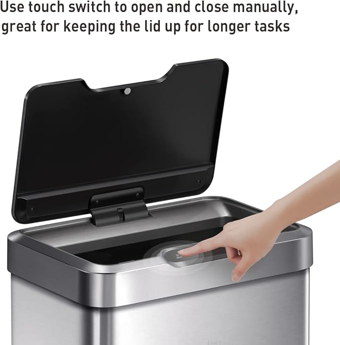 EKO Mirage-T 50 Liter / 13.2 Gallon Touchless Rectangular Motion Sensor Trash - Image 5