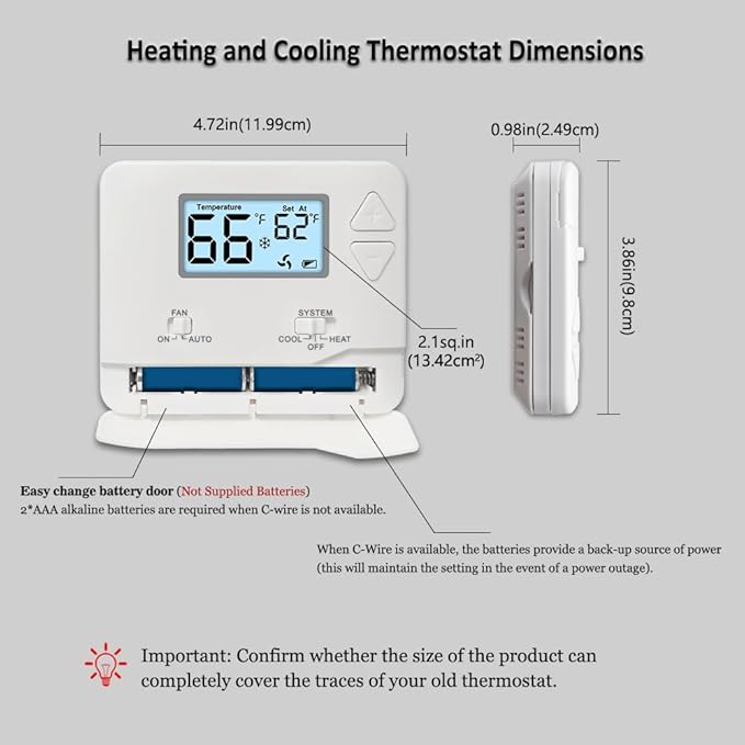 NonProgrammable Thermostat for Home, Digital Energy-Saving Thermostat, - Image 6