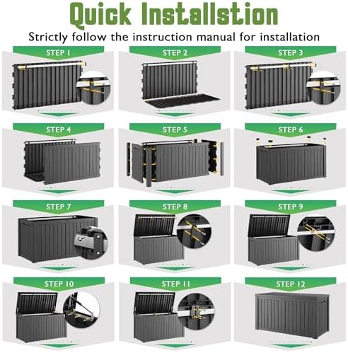 outdoor storage waterproof deck box for patio (160, front angle view