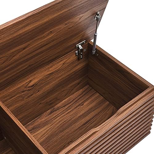 modway render 47" wood grain storage bench in showing dimensions