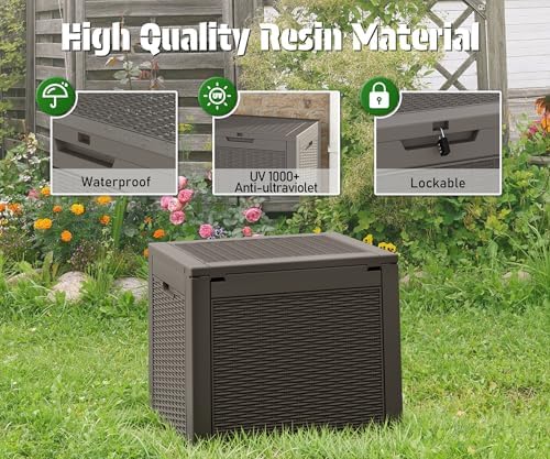nunu lab outdoor storage box 31 gallon,waterproof indoor, front angle view