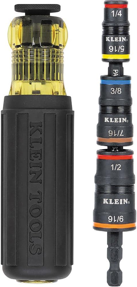 Klein Tools 85148 9-Piece Screwdriver Set and 32910 7-in-1 Impact Flip Socket Set with Handle
