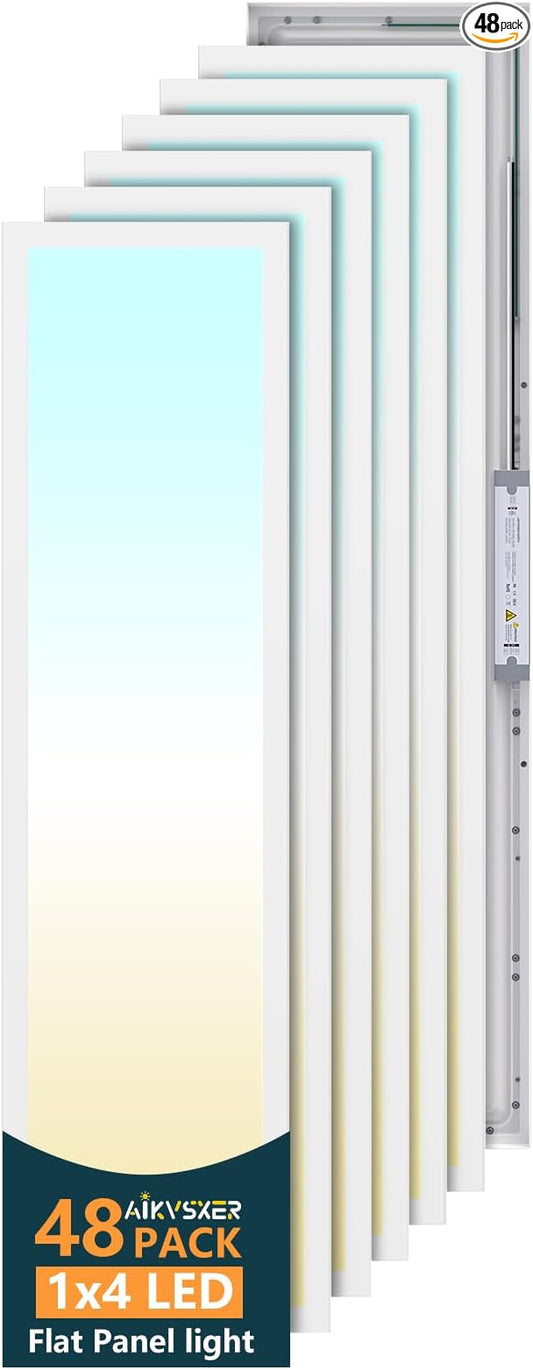 AIKVSXER 48 Pack 1x4 LED Flat Panel Light, 50W 5500LM Surface Mount Ceiling by AIKVSXER