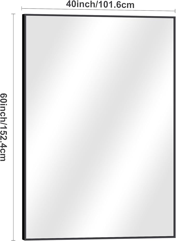 Black Bathroom Mirror for Wall, 60x40 Inch Rectangle Mirrors - Image 5