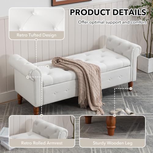 nioiikit 63'' storage ottoman bench, tufted entryway bench, package contents