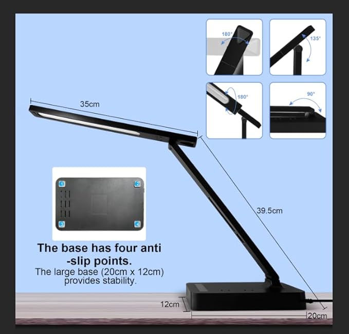 snsok Smart Desk Lamp with Dual USB Charging & 2 AC Outlets, Digital Clock - Image 9