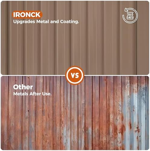 ironck 10x8.2ft outdoor storage shed with clear window on a desk or shelf