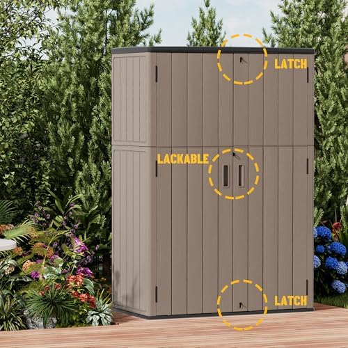 mrosaa outdoor storage shed waterproof,resin storage cabinet outdoor, side view