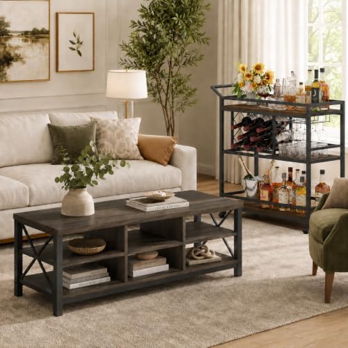 fatorri industrial shoe bench with storage, rustic entryway, front angle view