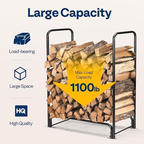 vivohome 3 ft heavy duty firewood rack outdoor, close-up detail