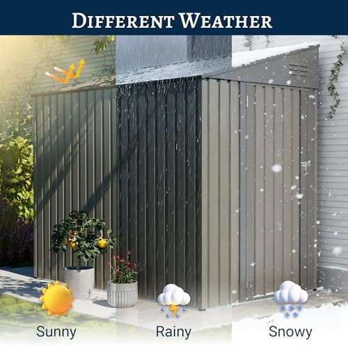 yopto 4x7 ft outdoor storage shed lean to, front angle view