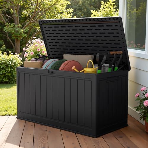 devoko 160 gallon double-wall deck box with divider on a desk or shelf