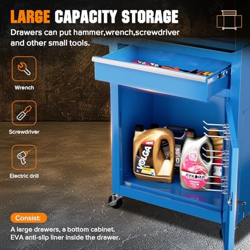 oakcloud heavy-duty 5-drawer rolling tool chest & cabinet, front angle view