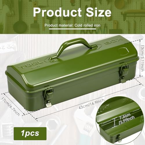 tool box, 16.9" portable metal tool organizer box shown in use