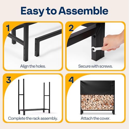 vivohome upgraded heavy duty 4 ft firewood rack, package contents