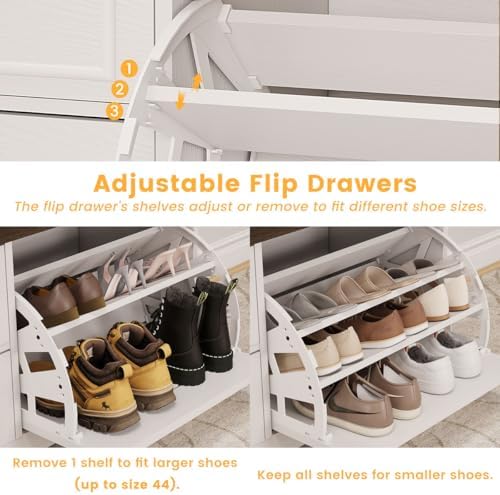 fatorri shoe storage bench with flip drawer, wooden, package contents