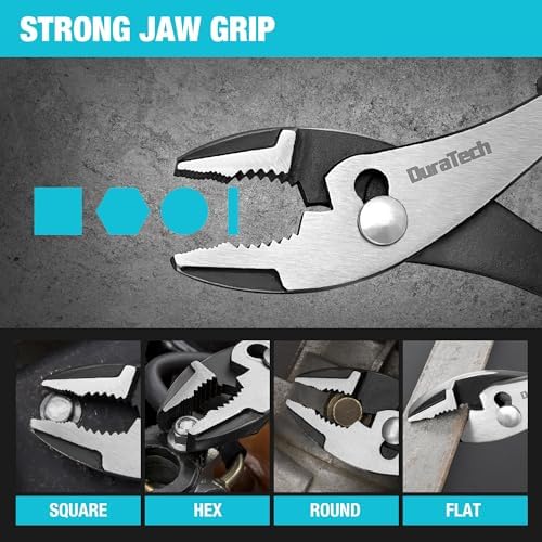 DURATECH 8 Inch Slip Joint Pliers, Pliers Tool with Comfortable TPR Handle, High Carbon Steel, Strong Sharp Teeth, Pliers for Tightening, Loosening and Gripping Nuts and Bolts (Pack of 2)