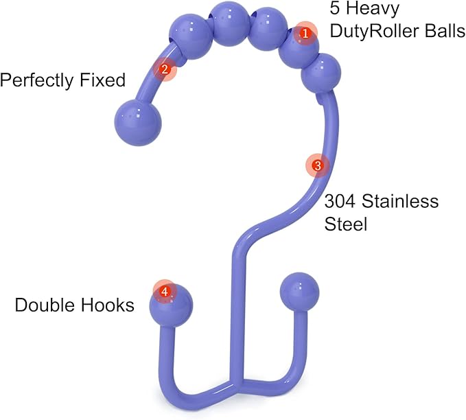 Shower Curtain Hooks, Goowin Shower Curtain Rings, Stainless Steel Shower - Image 4