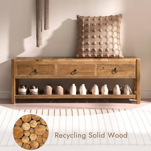 wnutrees 45.2" reclaimed solid wood entryway bench with, package contents