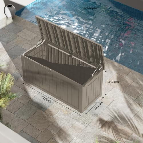 outdoor storage box waterproof, 270 gallon lockable resin, close-up detail