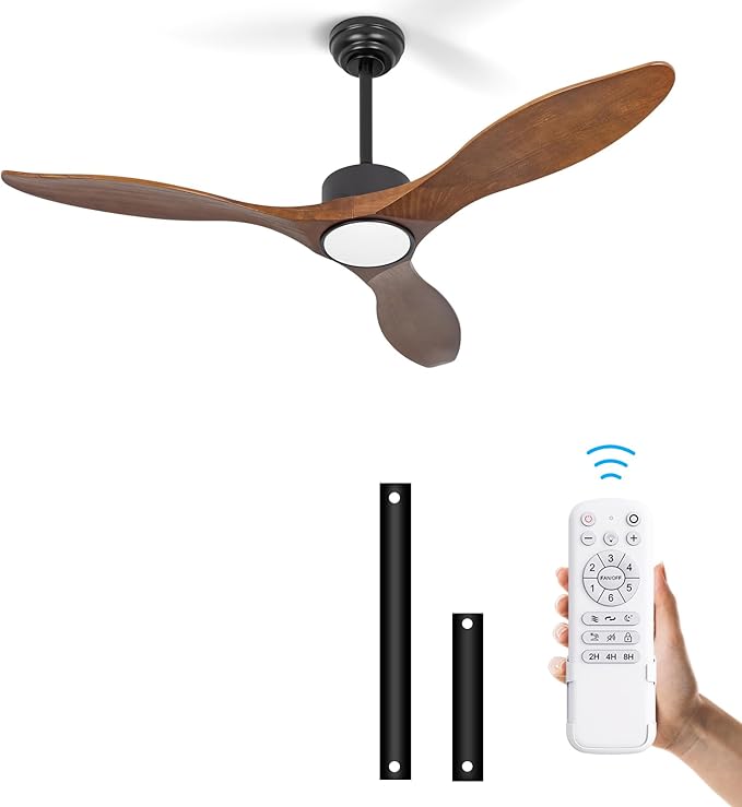 revoici 52 Inch Brown Wood Ceiling Fan - Image 2