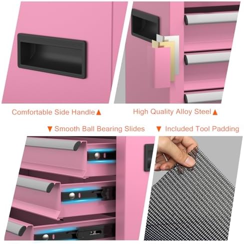 portable metal tool box with drawers, latches tool, package contents