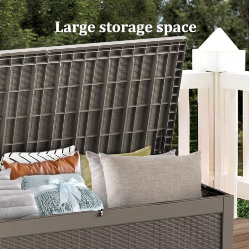 outdoor storage box 325gal waterproof resin deck box,pool, side view
