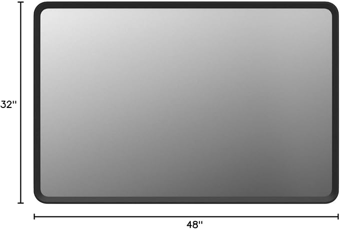 48x32 Black Bathroom Mirror for Wall, Matte Black Metal Framed Rectangle - Image 8