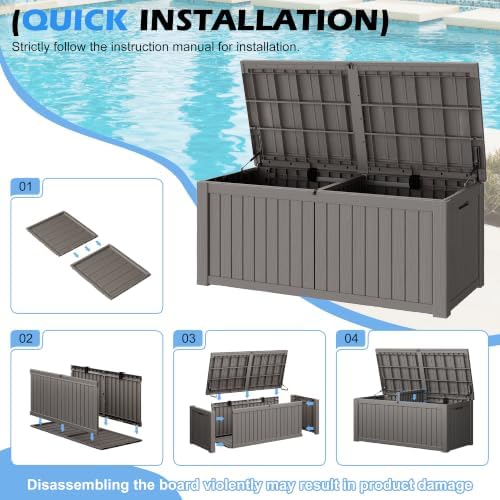 outdoor storage box waterproof, 200 gallon deck box, front angle view